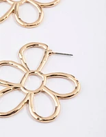 Gold Statement Flower Hoop Earrings