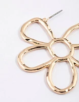 Gold Statement Flower Hoop Earrings