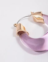 Acrylic Purple Hoop Earrings