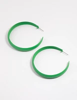 Green Coated Rubber Hoop Earrings