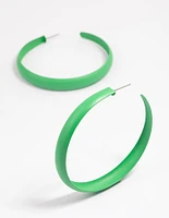 Green Coated Rubber Hoop Earrings