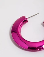 Midnight Pink Coated 40mm Triangle Hoop Earrings