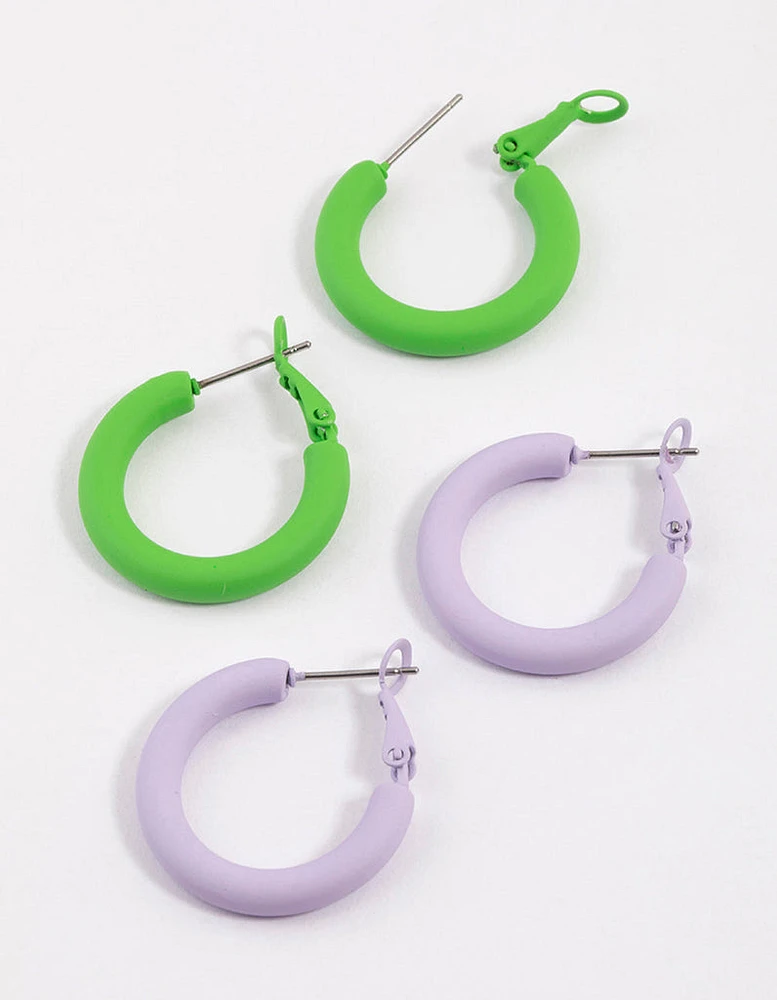 Coated Matte Thick Hoop Earrings Pack