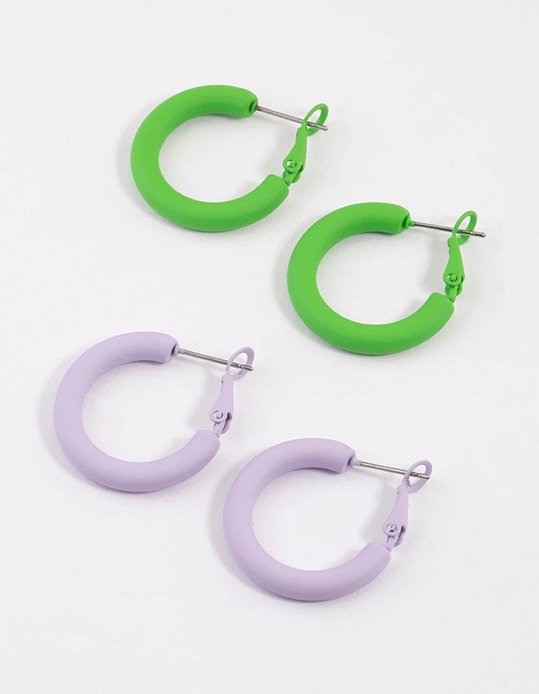 Coated Matte Thick Hoop Earrings Pack