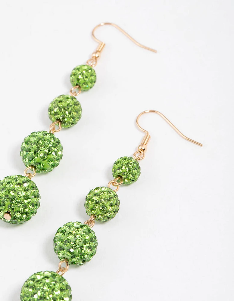 Green Triple Ball Drop Earrings