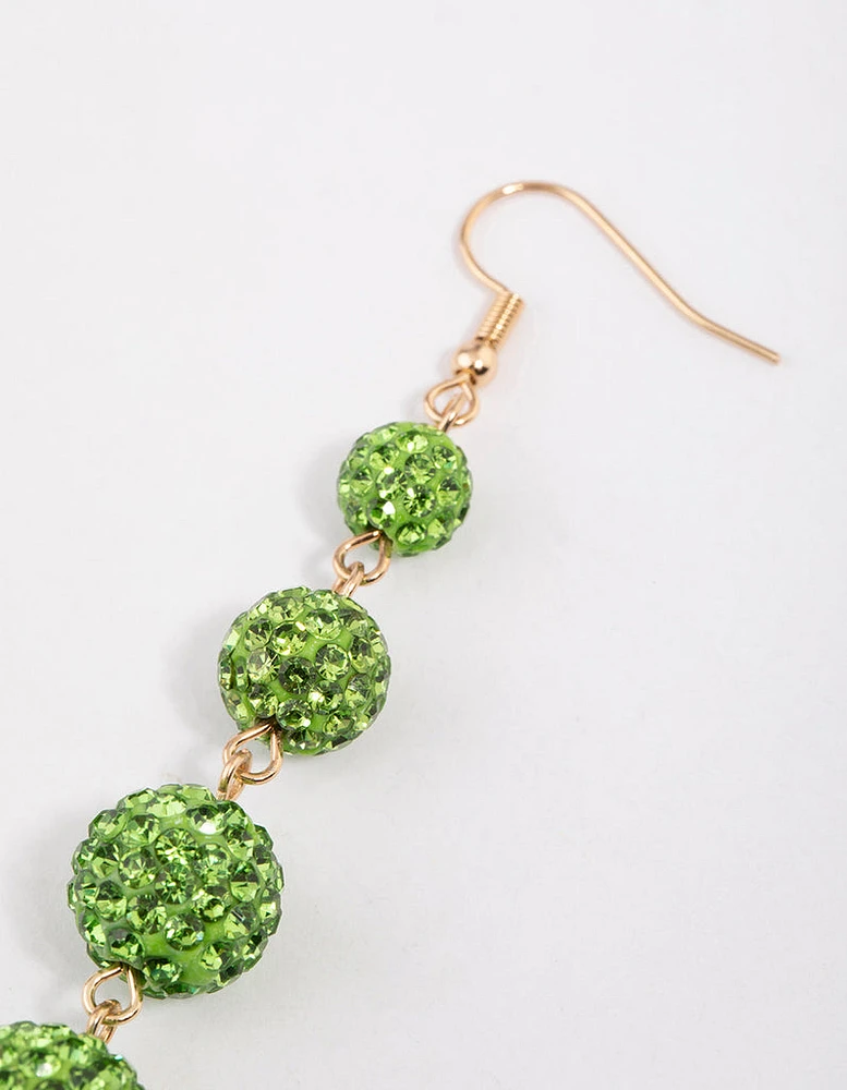 Green Triple Ball Drop Earrings