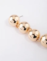 Gold Five Ball Drop Earrings