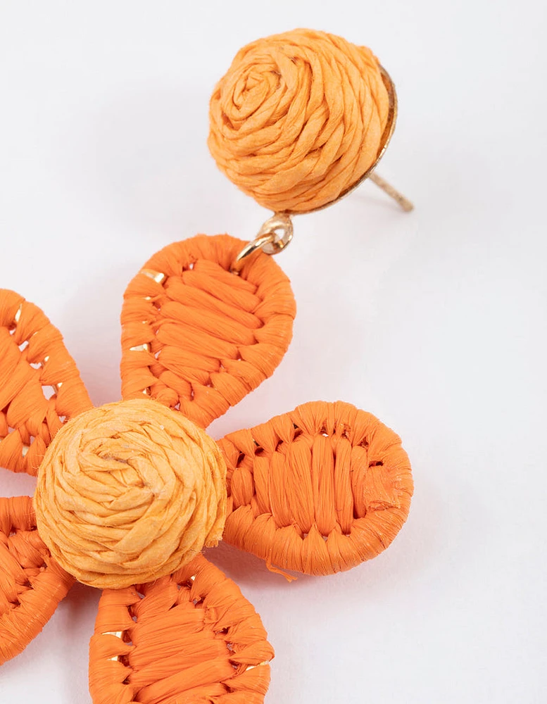 Raffia Flowered Drop Earrings