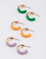 Gold Enamel Hoop Earrings Pack