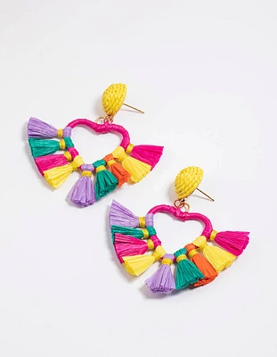 Raffia Heart Fan Earrings