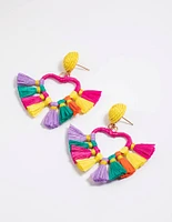 Raffia Heart Fan Earrings