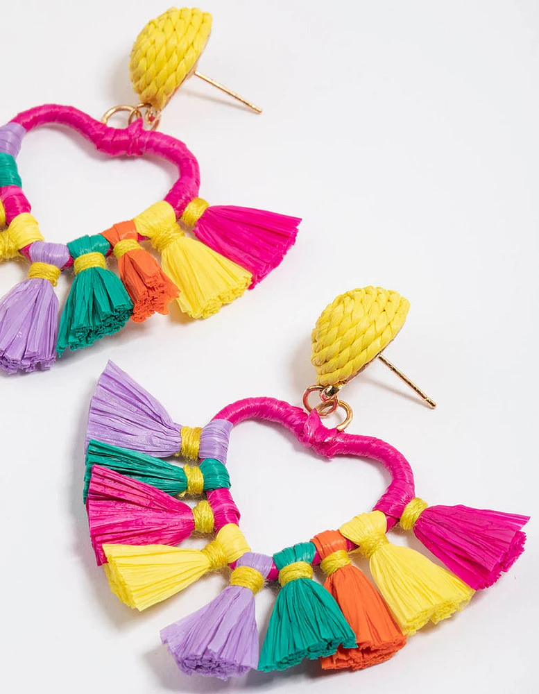 Raffia Heart Fan Earrings