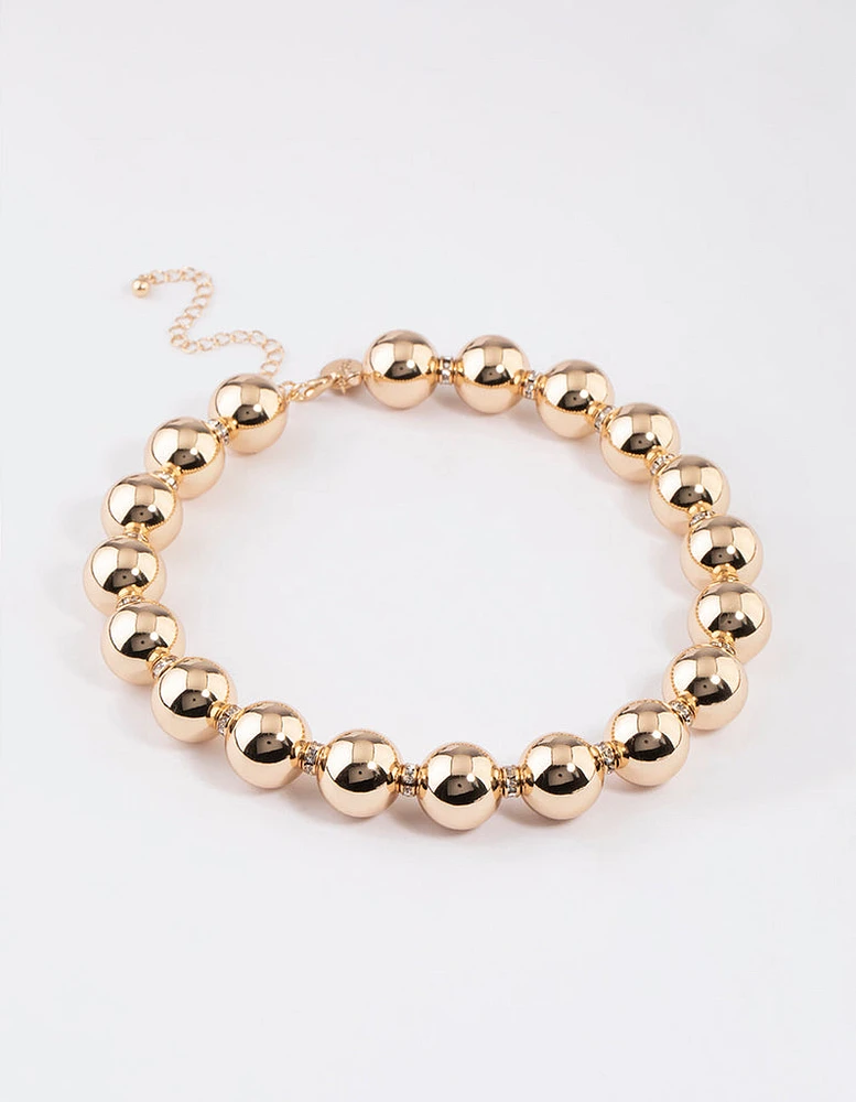 Gold Round Beaded Necklace