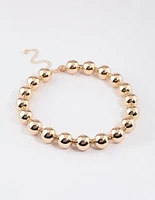 Gold Round Beaded Necklace