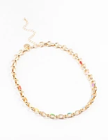 Gold Enamel Chain Necklace