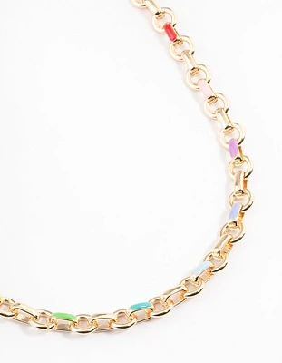 Gold Enamel Chain Necklace
