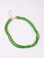 Coated Green Multi Chain Necklace