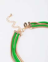 Coated Green Multi Chain Necklace