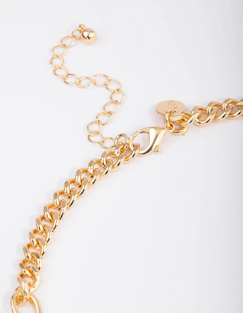 Gold Round Disc Necklace