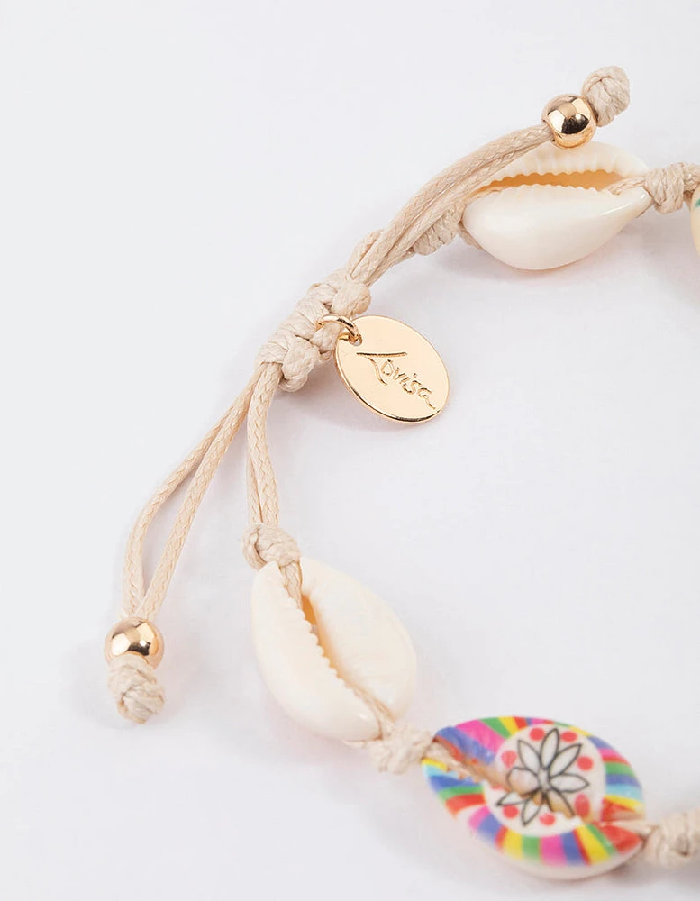 Gold Printed Shell Toggle Bracelet