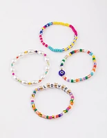 Beaded Evil Eye Pearl Stretch Bracelet Pack