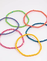 Beaded Multi Coloured Stretch Bracelet Pack