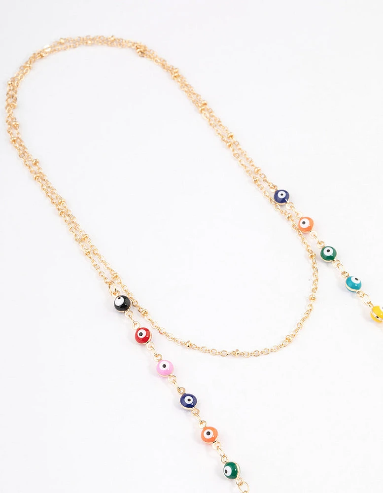 Gold Evil Eye Beaded Glasses Chain