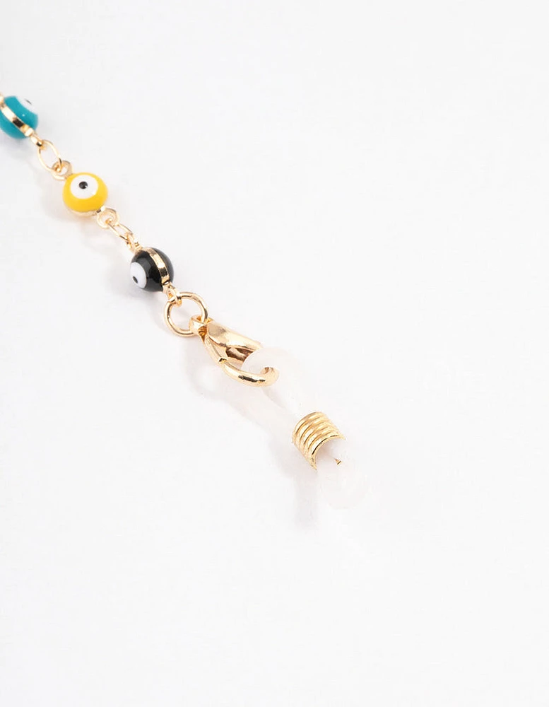 Gold Evil Eye Beaded Glasses Chain