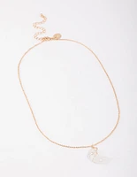 Gold Clear Quartz Moon Necklace