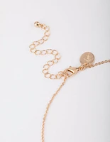 Gold Clear Quartz Moon Necklace