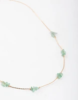 Gold Green Aventurine Mini Station Dainty Necklace