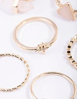 Gold Rose Quartz Skinny Ring Pack