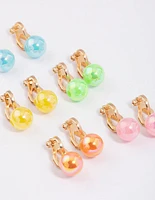 Gold Gumball Clip On Earrings 5-Pack