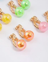 Gold Gumball Clip On Earrings 5-Pack