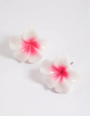 Plastic Frangipani Stud Earrings