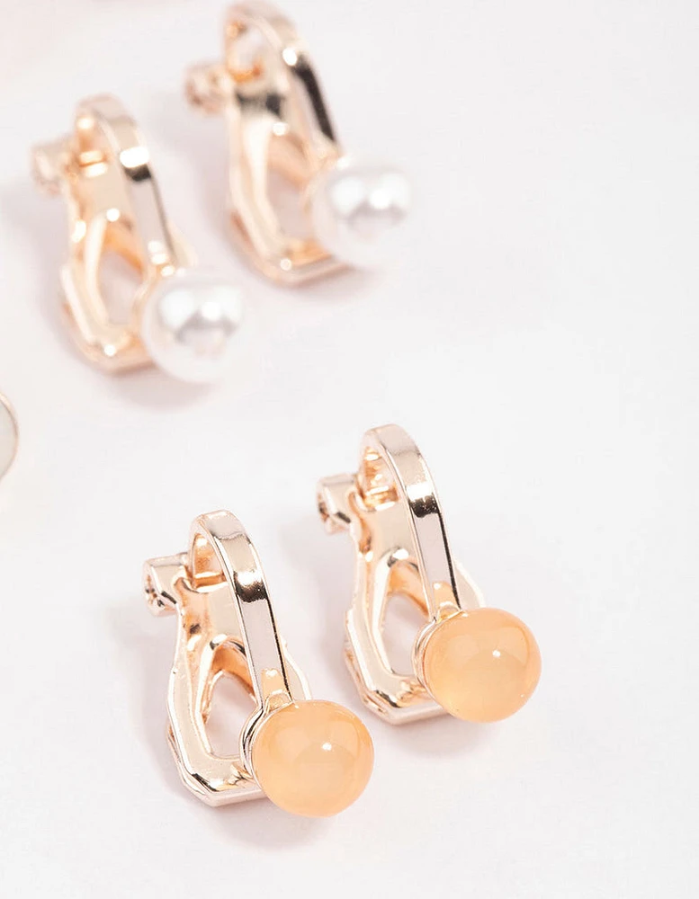 Rose Gold Pretty Garden Clip On Earrings 5-Pack