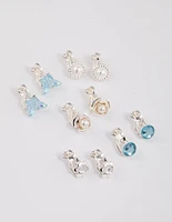 Silver Flower & Butterfly Clip On Earrings 5-Pack