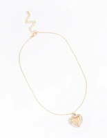 Gold Diamante Twisted Locket Necklace