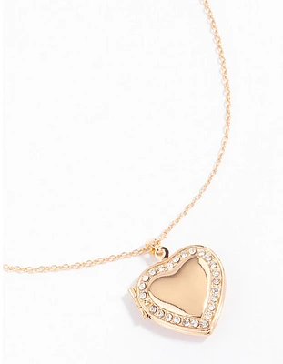 Gold Diamante Twisted Locket Necklace