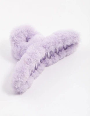 Fluffy Lilac Hair Claw Clip