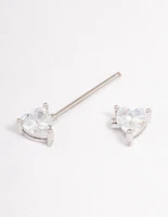 Surgical Steel Cubic Zirconia Double Heart Nipple Piercing