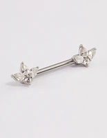 Surgical Steel Cubic Zirconia Double Marquise Nipple Piercing