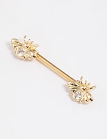 Gold Plated Surgical Steel Double Bee Nipple Piercing