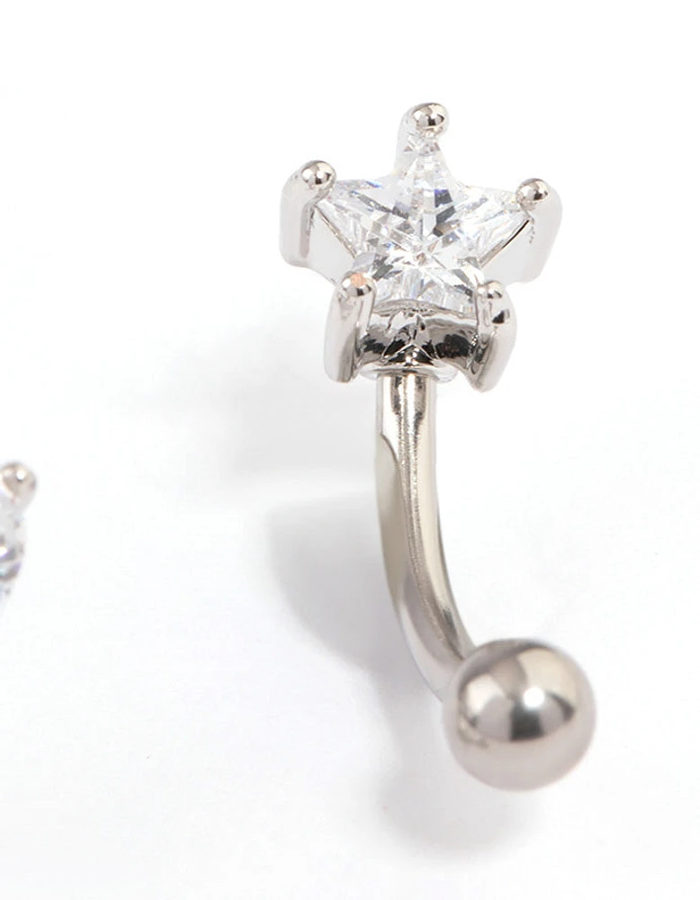 Surgical Steel Cubic Zirconia Star Claw Earrings Pack