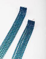 Coated Blue Graduated Colour Cup Chain Drop Earrings