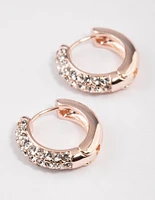 Rose Gold Diamante Mini Hoop Earrings