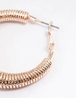 Rose Gold Textured Threader Hoop Earrings
