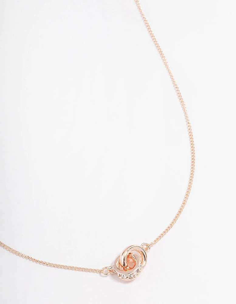 Rose Gold Double Circle Lock Necklace