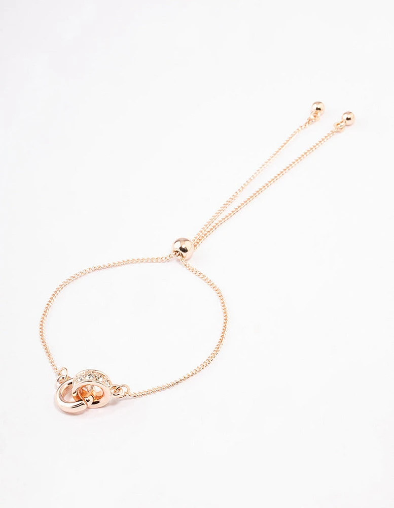 Rose Gold Double Circle Lock Bracelet