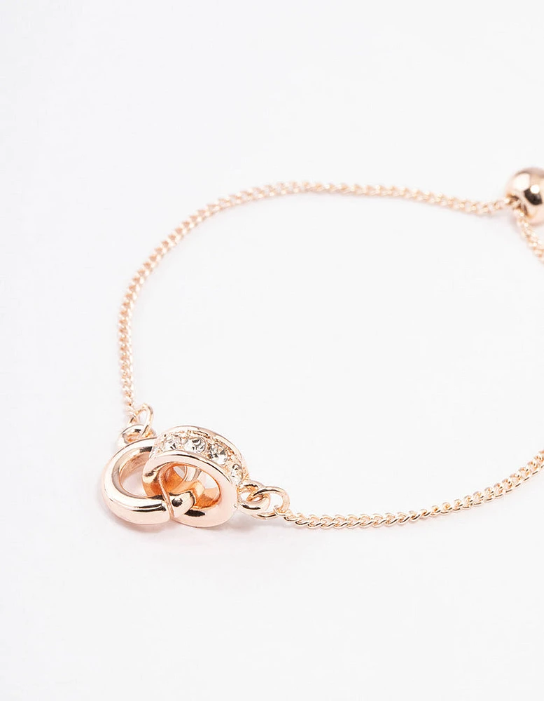 Rose Gold Double Circle Lock Bracelet